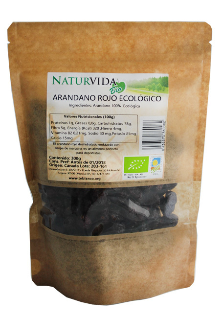 ARANDANO ROJO CON SIROPE DE MANZANA BIO 250GR