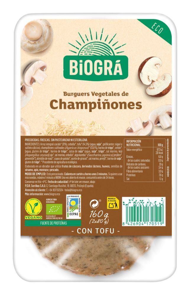REFRIG HAMBURGUESA VEGETAL DE CHAMPIÑONES 160 g
