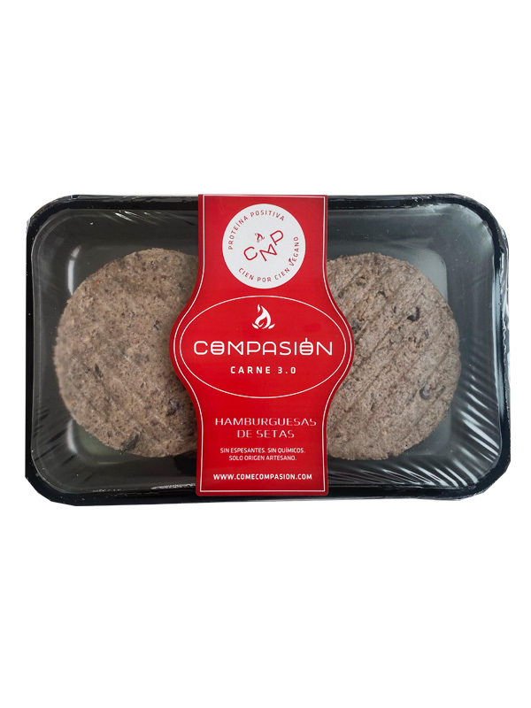 CONGELADO HAMBURGUESA SETAS (SHITAKE, PORTOBELLO, CHAMPIÑON) 2 X 120 GRS COMPASIÓN