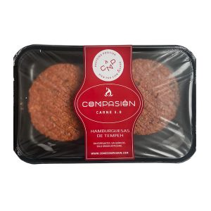 CONGELADO  HAMBURGUESA TEMPEH (TEMPEH, ANACARDOS, MOSTAZA, BARBACOA...) 2 X 120 GRS COMPASIÓN