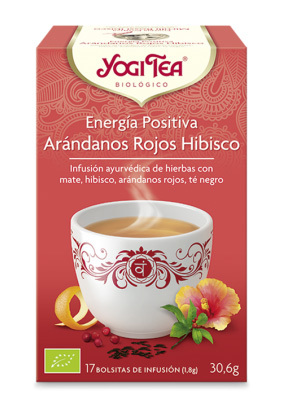 YOGI TEA ENERGIA POSITIVA ARANDANOS ROJOS HIBISCO BIO 17 BOLSITAS