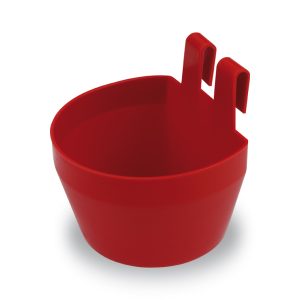 Comedero plástico con ganchos rojo