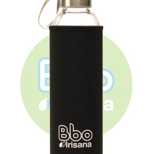 BOTELLA BBO NEGRO BOROSILICATO CON NEOPRENO 550 ml. IRISANA