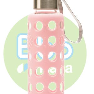 BOTELLA BBO ROSA BOROSILICATO CON SILICONA 300 ml. IRISANA