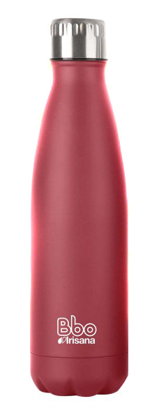 BOTELLA BBO TERMO ACERO INOXIDABLE 500ML ROJA y FUNDA IRISANA