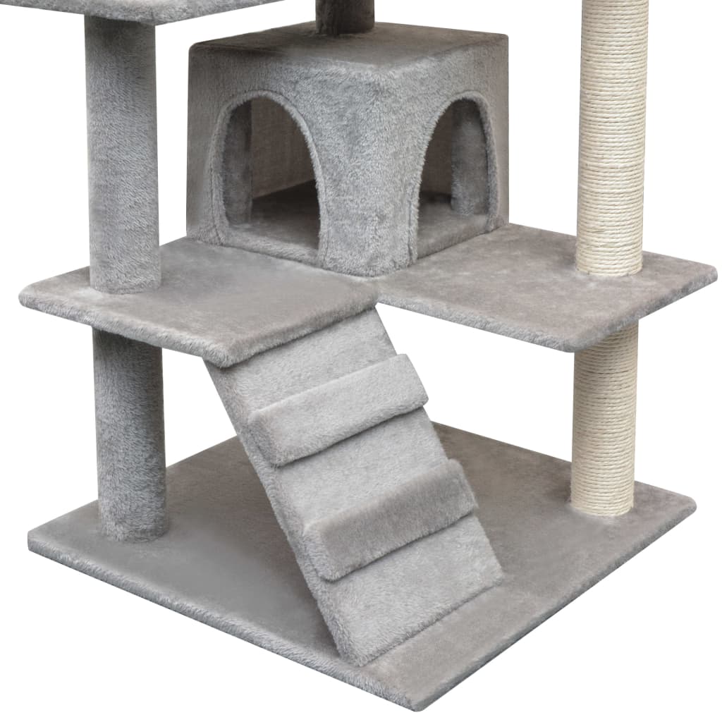 Árvore para gatos c/ postes arranhadores sisal 125 cm cinzento - Image 4