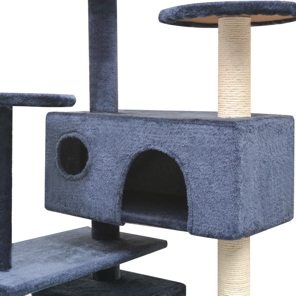 Árvore p/ gatos c/ postes arranhadores sisal 125 cm azul escuro - Image 3