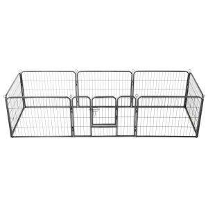 Parque para cães 8 painéis aço 60x80 cm preto