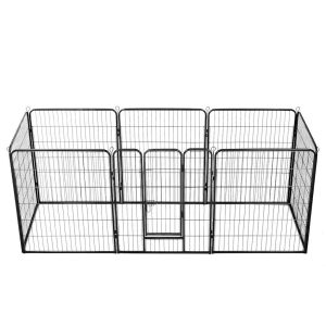 Parque para cães 8 painéis aço 80x100 cm preto