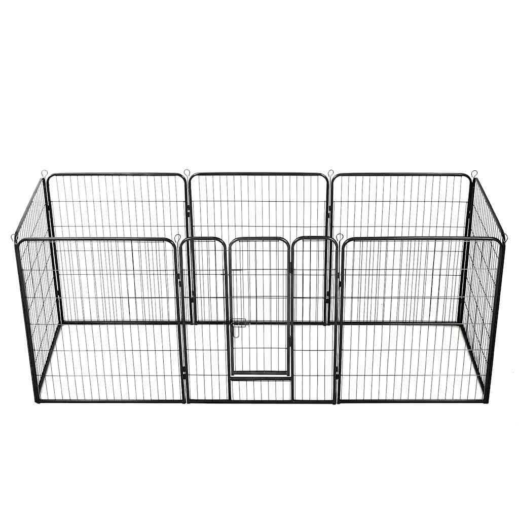 Parque para cães 8 painéis aço 80x100 cm preto