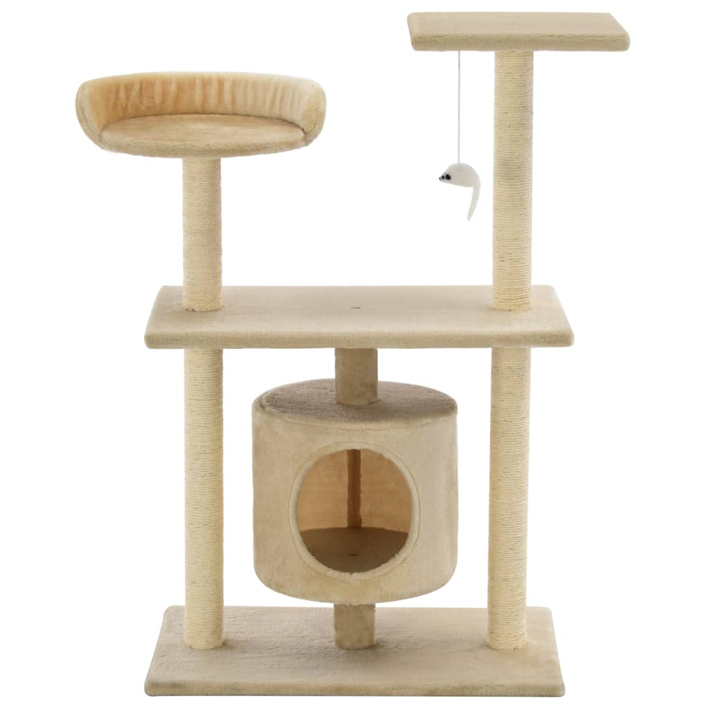 Árvore para gatos c/ postes arranhadores sisal 95 cm bege - Image 2