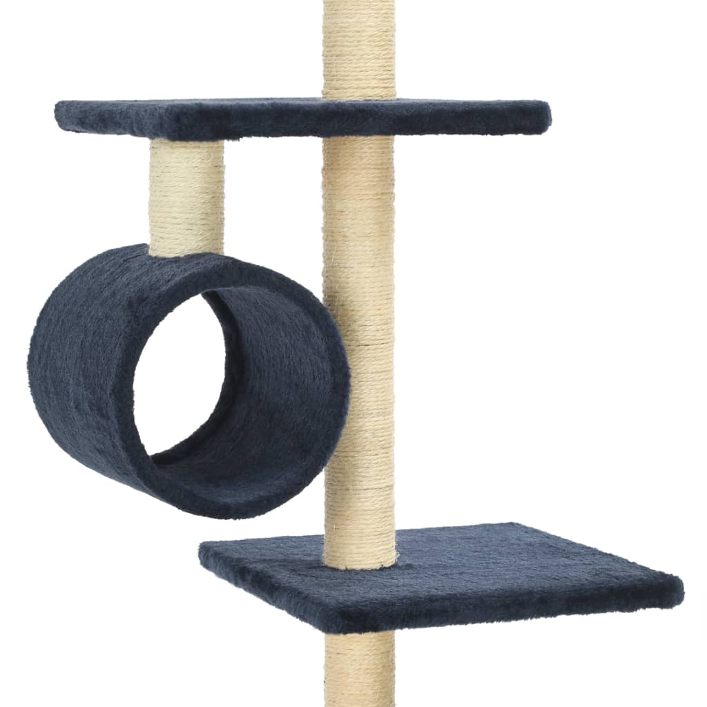 Árvore gatos c/ postes arranhadores sisal 260 cm azul escuro - Image 4