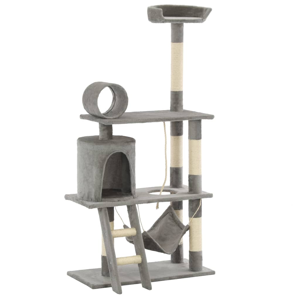 Árvore para gatos c/ postes arranhadores sisal 140 cm cinzento - Image 2
