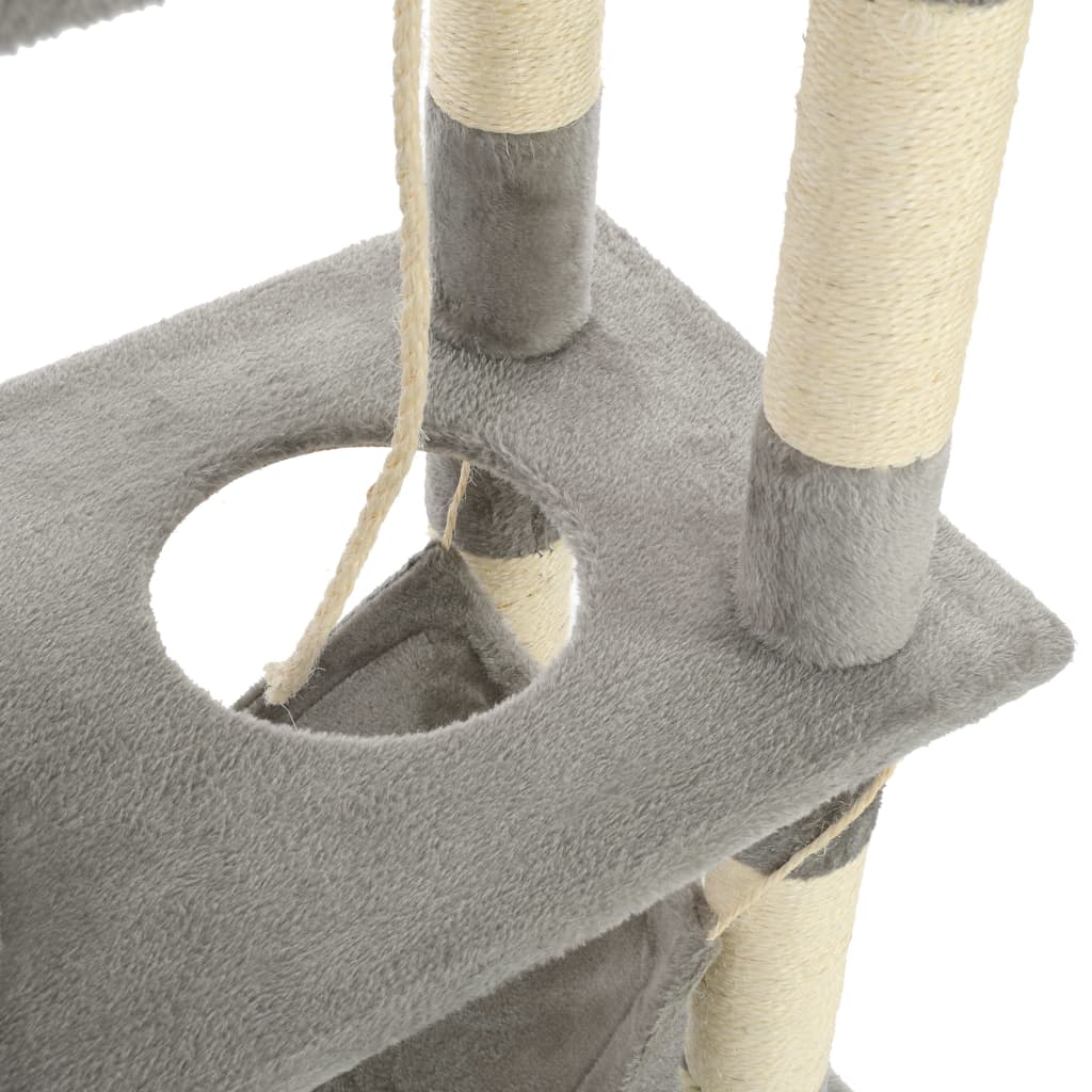 Árvore para gatos c/ postes arranhadores sisal 140 cm cinzento - Image 6
