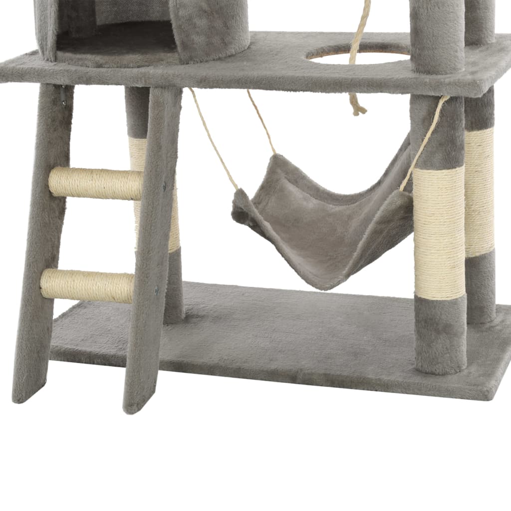 Árvore para gatos c/ postes arranhadores sisal 140 cm cinzento - Image 7