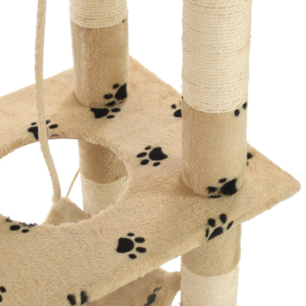 Árvore para gatos c/postes arranhadores sisal 140 cm bege - Image 6