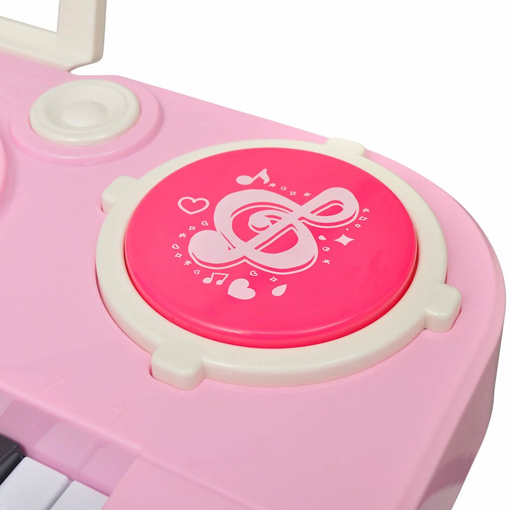 Teclado de brincar infantil com banco/microfone, 37 teclas, rosa - Image 6