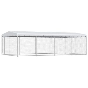 Canil de exterior com telhado 7,6x3,8x2,3 m