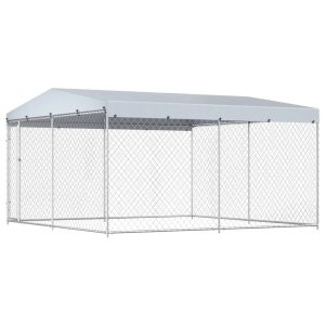 Canil de exterior com telhado 382x382x225 cm