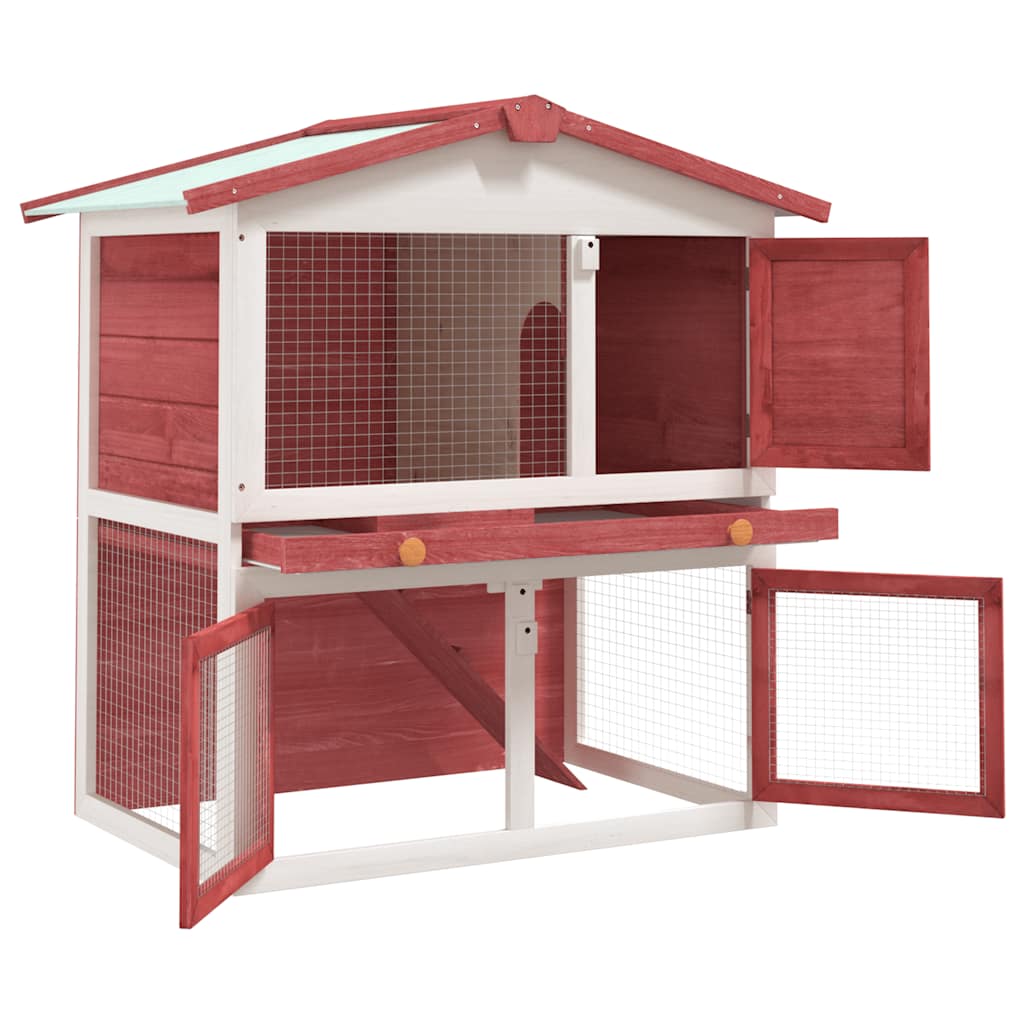 Coelheira de exterior 3 portas madeira vermelho - Image 3