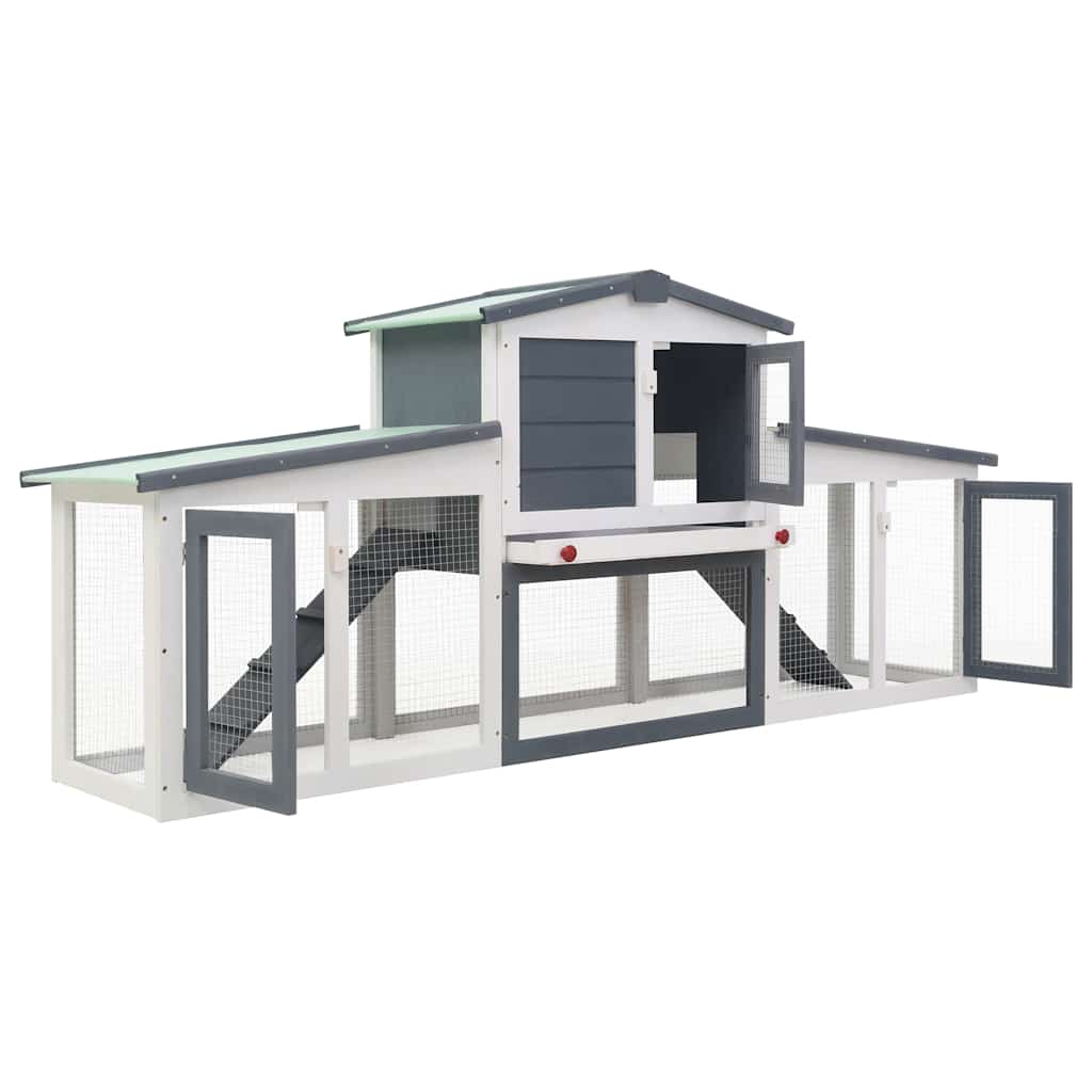 Coelheira exterior grande 204x45x85cm madeira cinzento e branco - Image 2