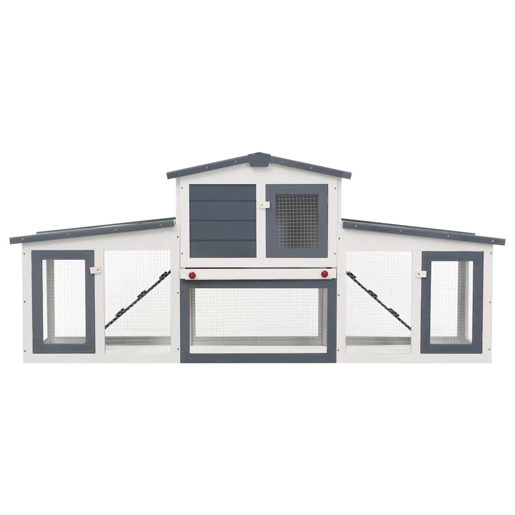 Coelheira exterior grande 204x45x85cm madeira cinzento e branco - Image 3