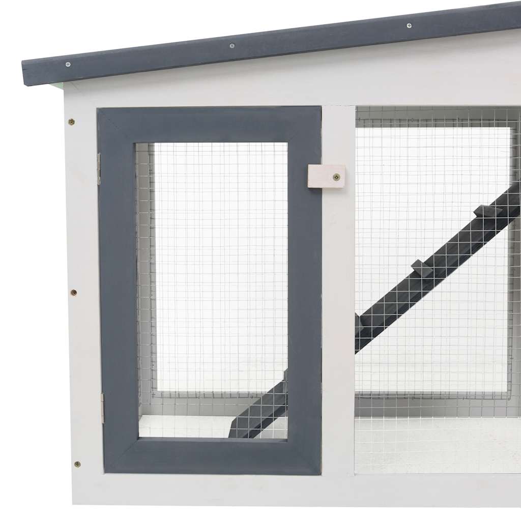 Coelheira exterior grande 204x45x85cm madeira cinzento e branco - Image 4