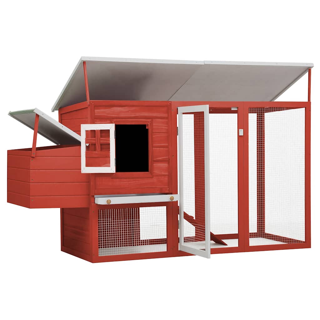Galinheiro de exterior com gaiola para ovos madeira vermelho - Image 3