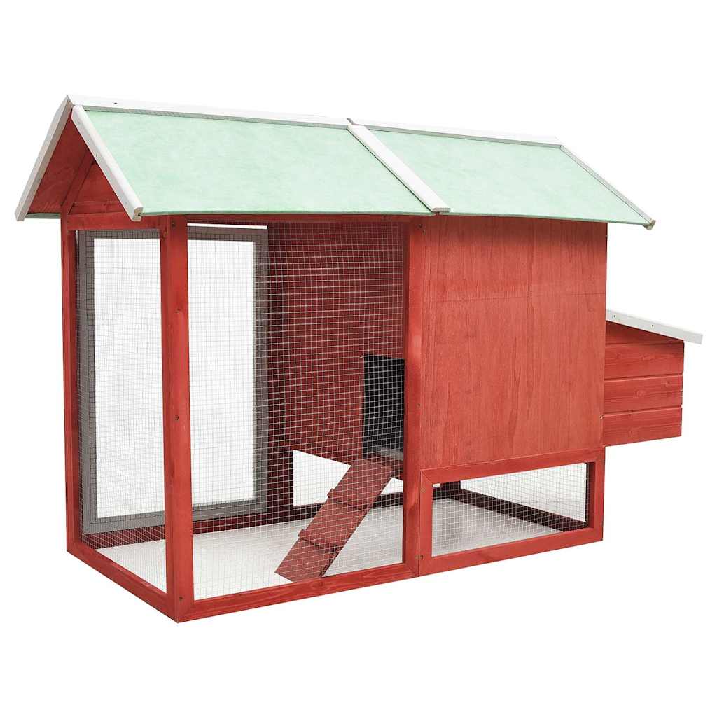 Galinheiro 170x81x110 cm madeira pinho e abeto maciças vermelho - Image 4