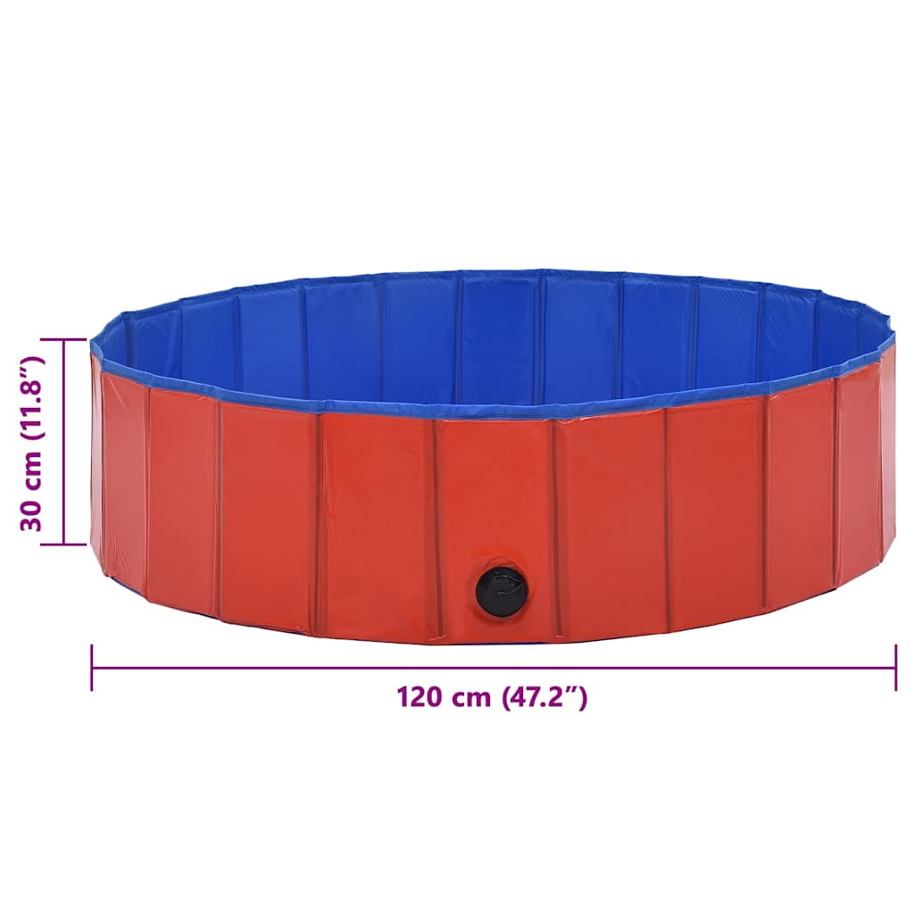 Piscina para cães dobrável 120x30 cm PVC vermelho - Image 9