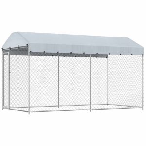 Canil de exterior com toldo 382x192x225 cm
