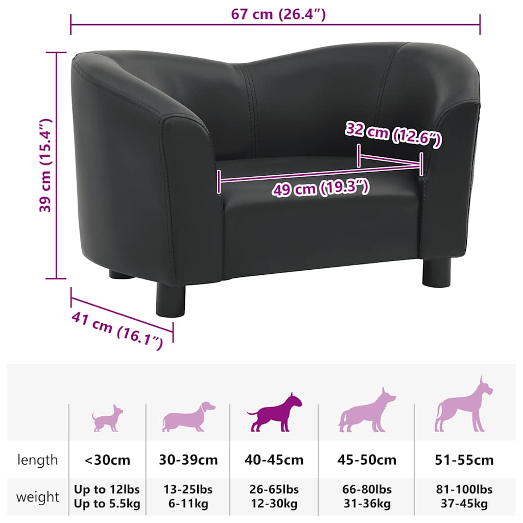 Sofá para cães 67x41x39 cm couro artificial preto - Image 7