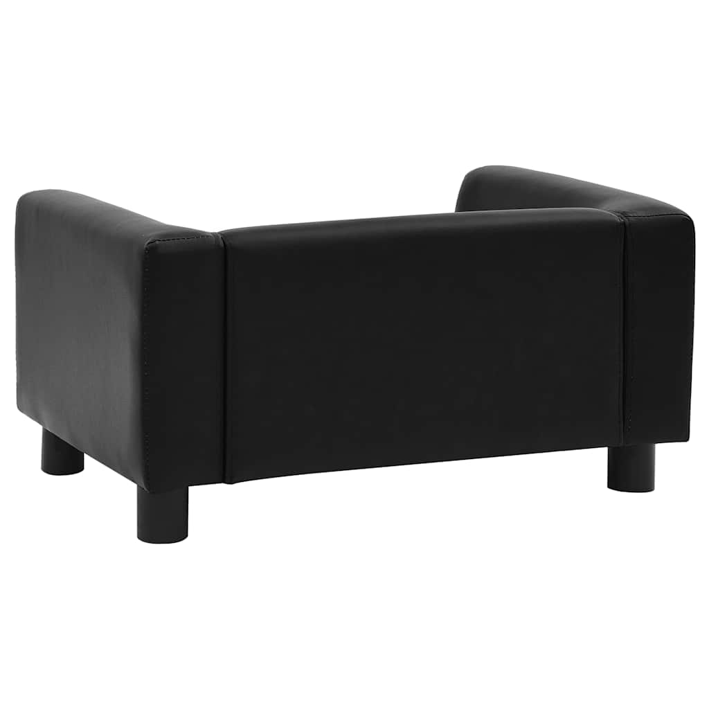 Sofá para cães 60x43x30 cm pelúcia e couro artificial preto - Image 5