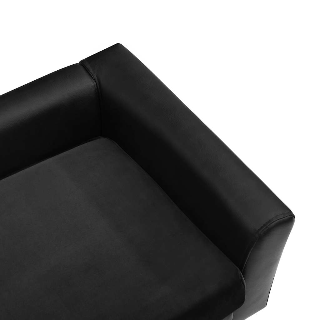 Sofá para cães 60x43x30 cm pelúcia e couro artificial preto - Image 6