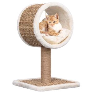 Árvore p/ gatos c/ túnel superior e brinquedo 49cm erva marinha
