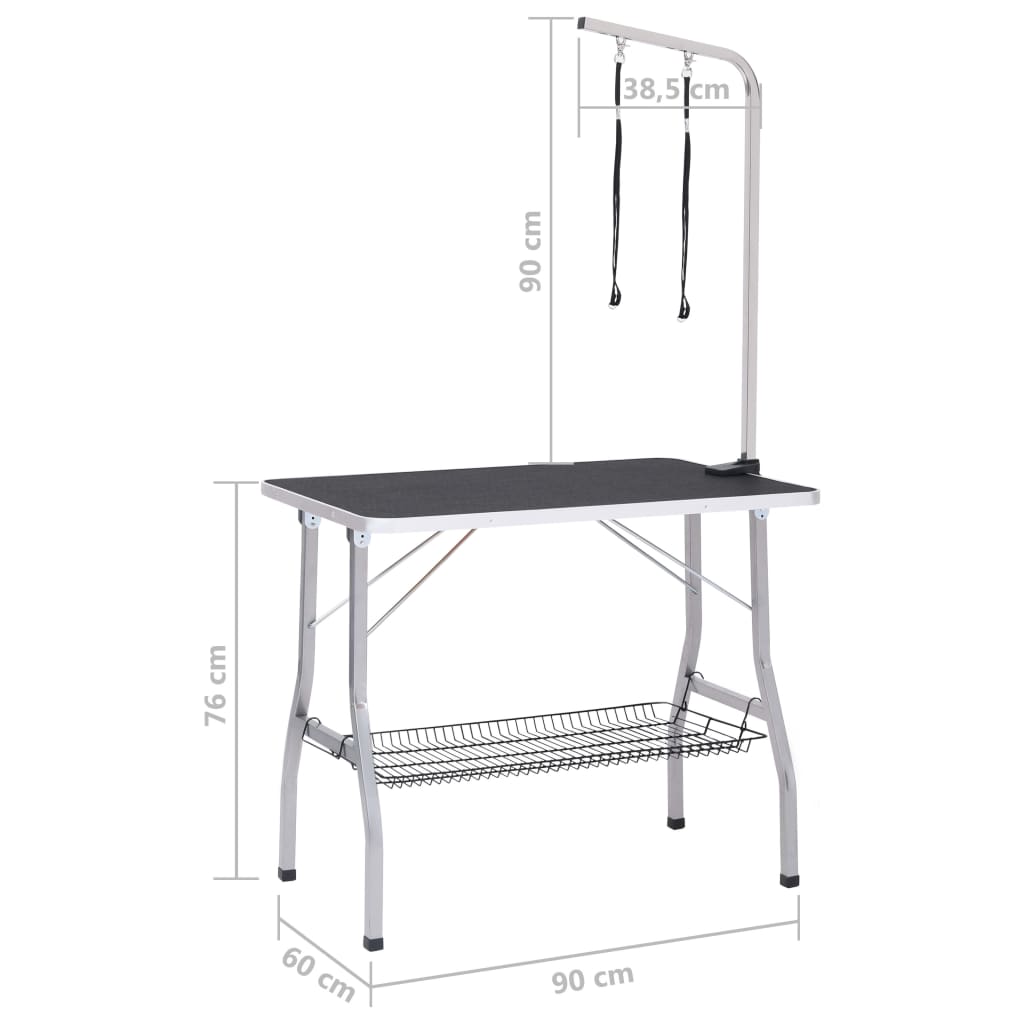 Mesa de grooming ajustável para cães com 2 laços e cesto - Image 10