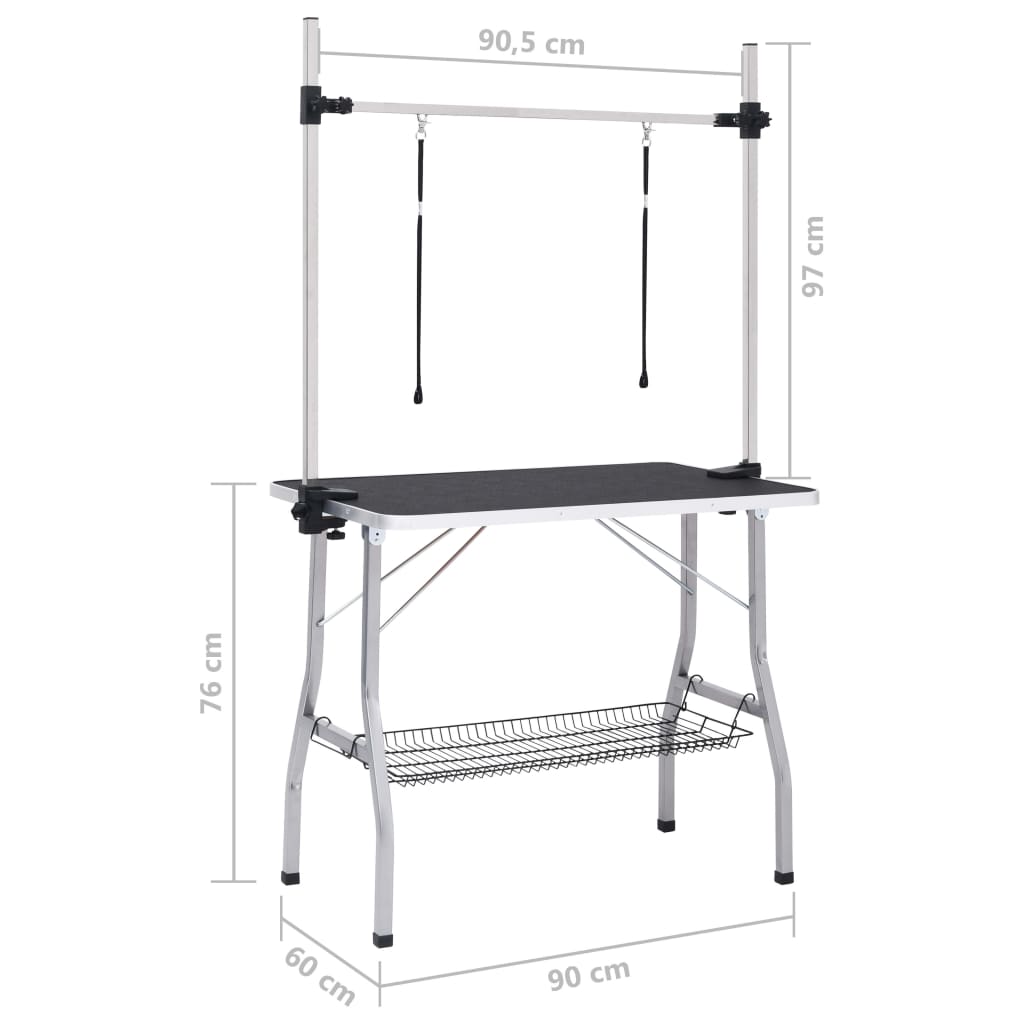 Mesa de grooming ajustável para cães com 2 laços e cesto - Image 10