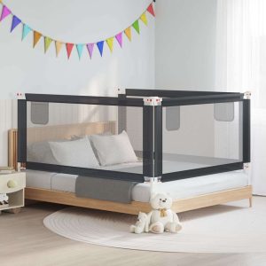 Barra segurança p/ cama infantil tecido 180x25 cm cinza-escuro