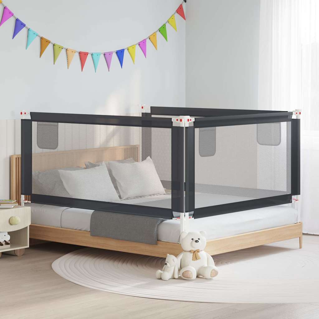 Barra segurança p/ cama infantil tecido 180x25 cm cinza-escuro