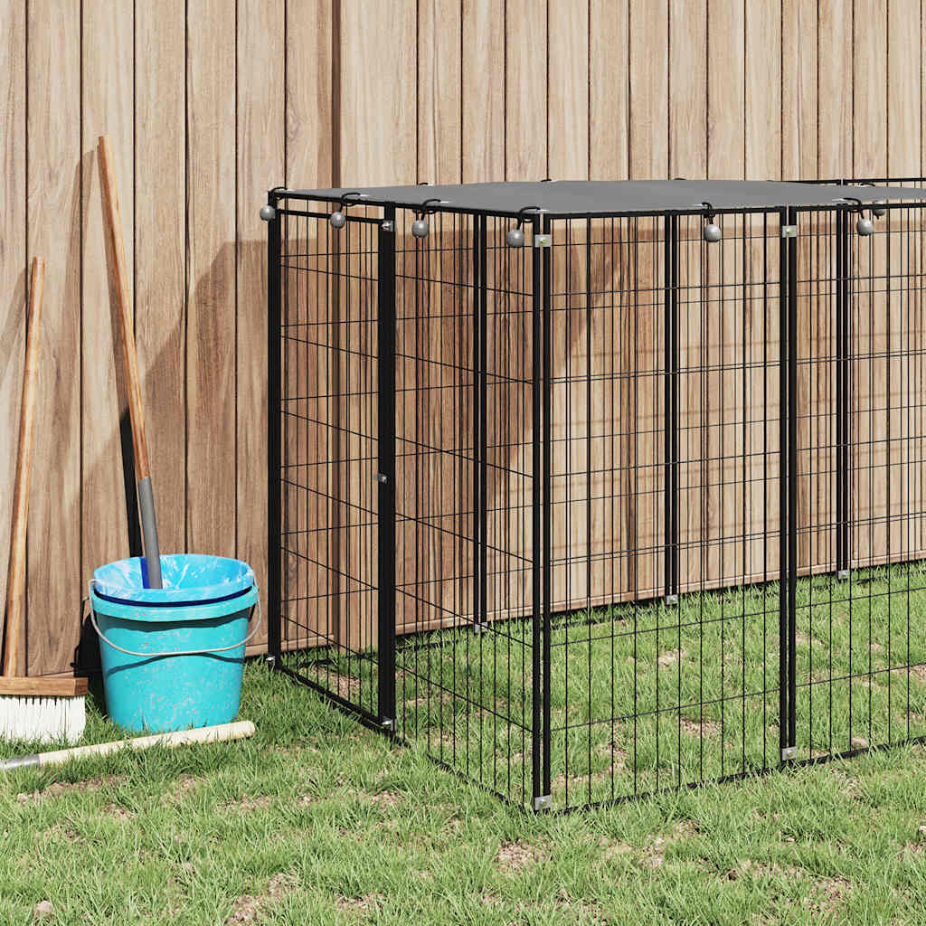 Canil para cães 330x110x110 cm aço preto - Image 2