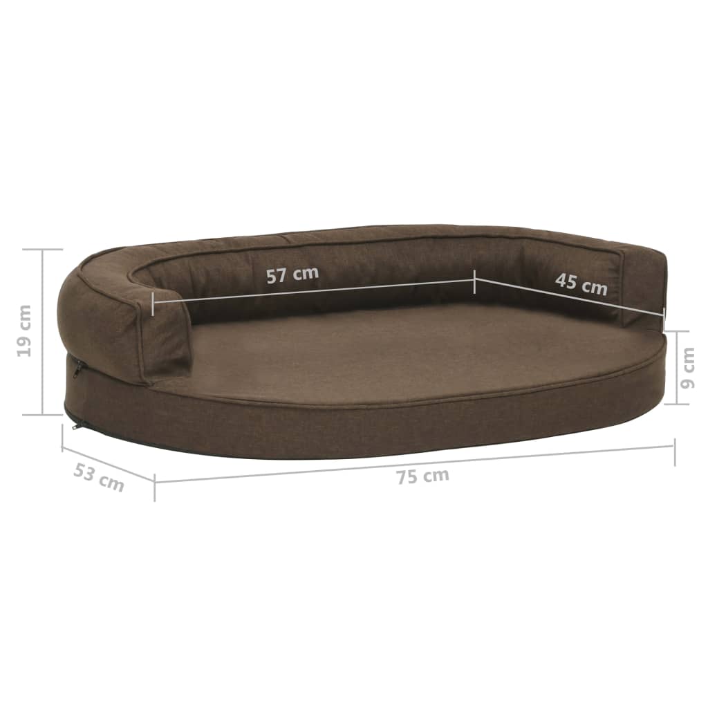 Cama para cães ergonómica 75x53 cm aspeto linho castanho - Image 6