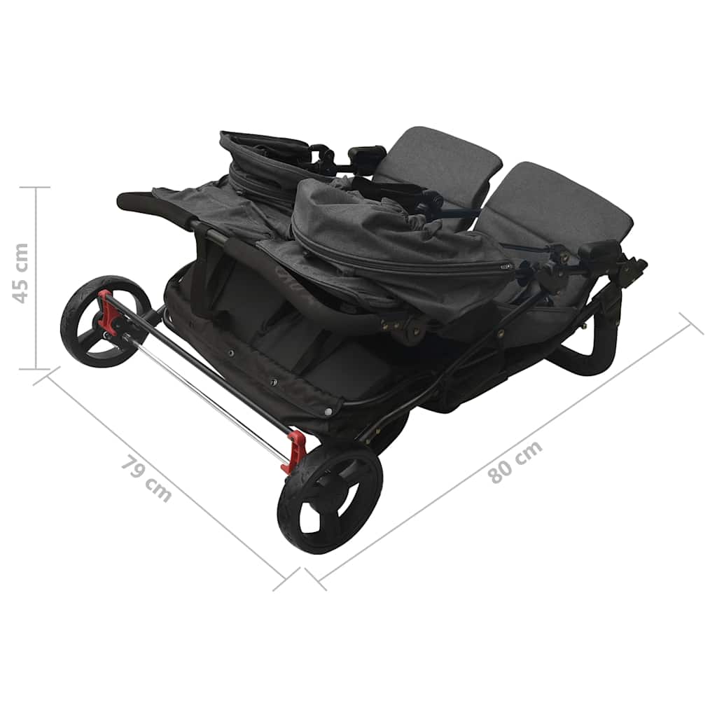 Carrinho de bebés para gémeos aço antracite - Image 11