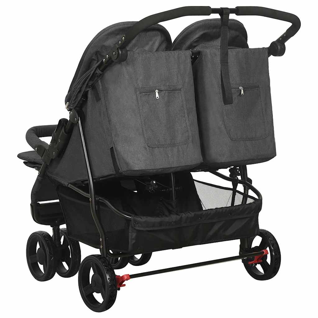 Carrinho de bebés para gémeos aço antracite - Image 6