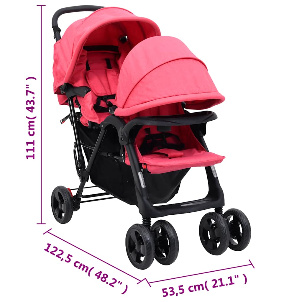 Carrinho de bebé para gémeos aço vermelho - Image 12
