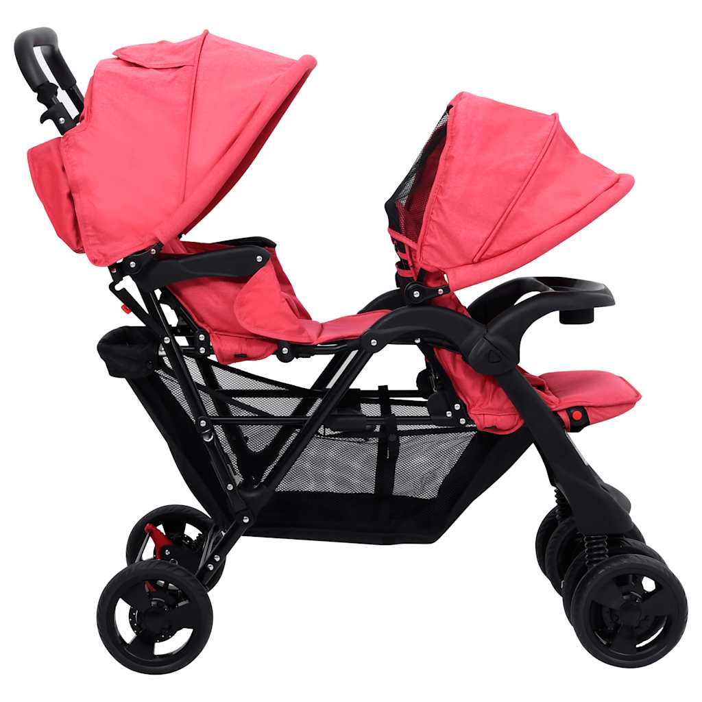 Carrinho de bebé para gémeos aço vermelho - Image 5