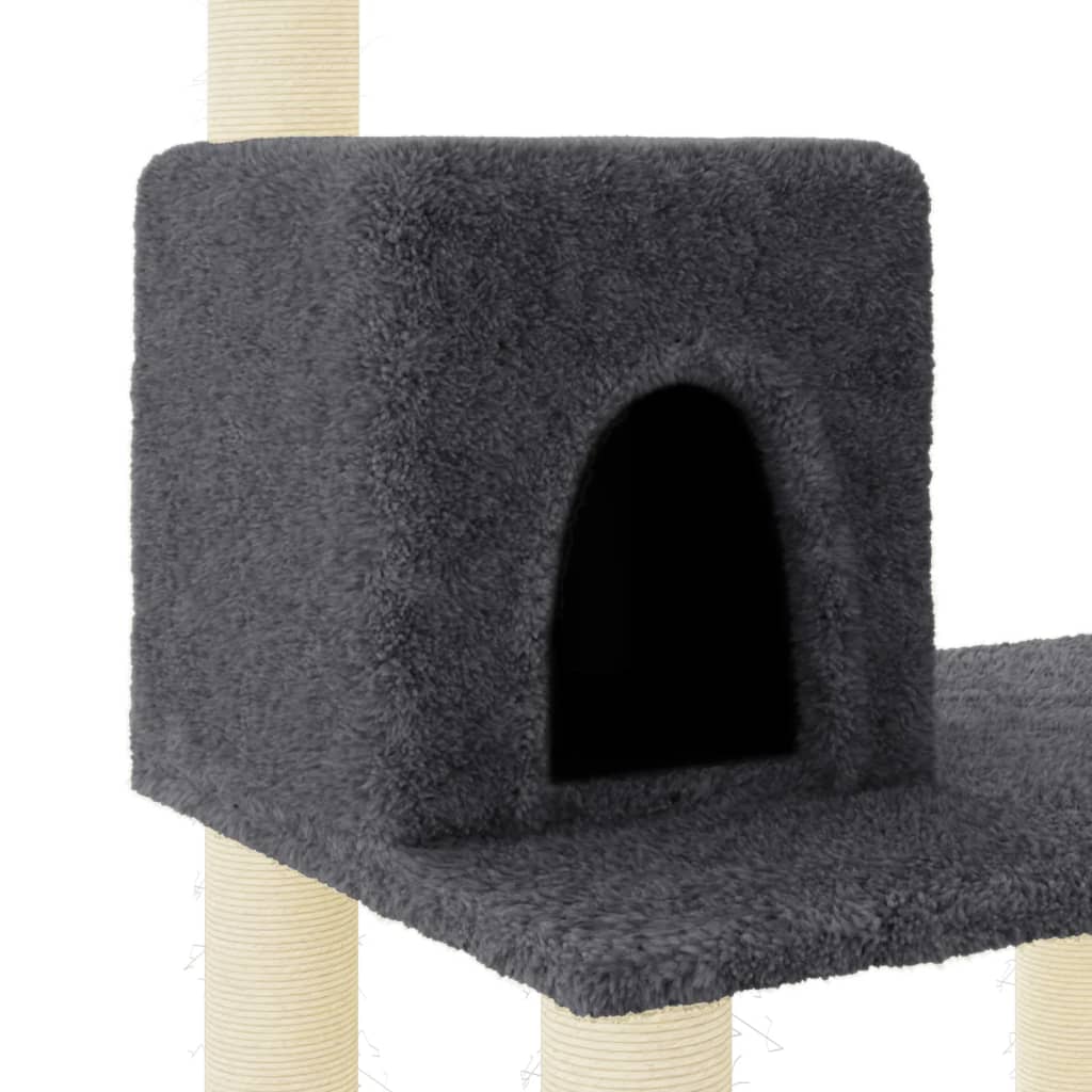 Árvore p/ gatos postes arranhadores sisal 118,5 cm cinza-escuro - Image 5