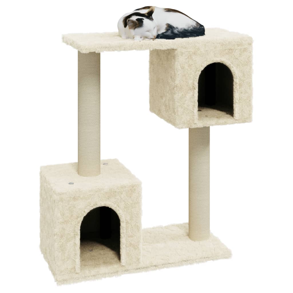 Árvore para gatos c/ postes arranhadores sisal 60 cm cor creme - Image 2
