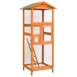 Gaiola para pássaros 68x62x166 cm madeira de abeto maciça