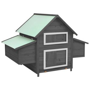 Galinheiro 150x96x110 cm abeto maciço cinzento e branco