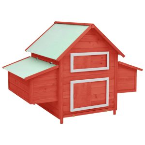 Galinheiro 150x96x110 cm abeto maciço vermelho e branco